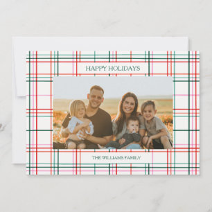 Leuk geruit patroon kids één foto Vakantiekaart Feestdagenkaart