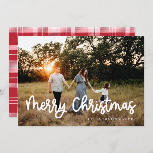 Leuk geschreven vrolijk kerstontwerp feestdagenkaart (Voorkant / Achterkant)