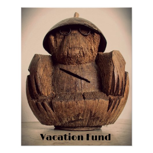 Leuk gesneden kokosnoot aap bank kitsch fotografis perfect poster (Voorkant)