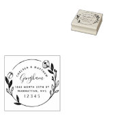 Leuk getrouwd paar bloemenkrans retour adres rubberstempel (Gestempeld)