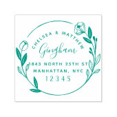 Leuk getrouwd paar bloemenkrans retour adres  zelfinktende stempel (Design)