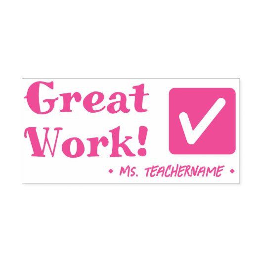 Leuk "Geweldig werk!" Tutor Rubber Stamp Zelfinktende Stempel (Design)