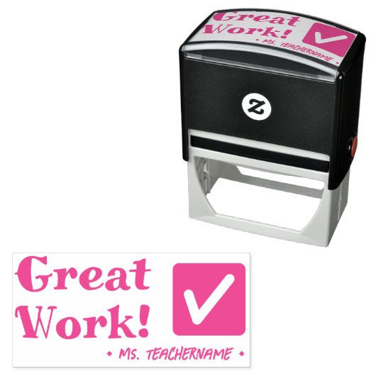 Leuk "Geweldig werk!" Tutor Rubber Stamp Zelfinktende Stempel (In situ)
