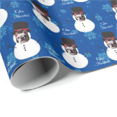 Leuk Gezicht Sneeuwman Vrolijk Kerstfeest in de Sp Cadeaupapier (Rol Hoek)