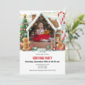 Leuk Gingerbread House Kerstfeest | Uw foto Feestdagenkaart (Staand voorkant)