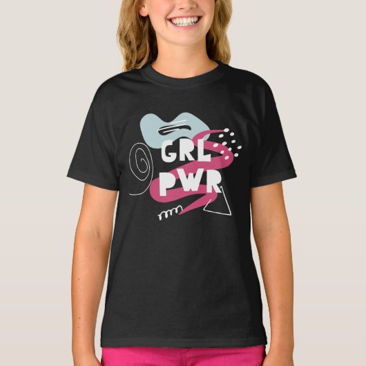 Leuk "Girl Power" Meisjes Basic T-shirt (Voorkant)