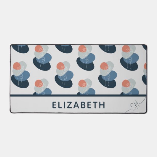 Leuk Girly Blue boho Wildflower abstract patroon Bureaumat (Voorkant)