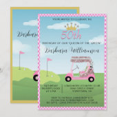 Leuk Glam Vijftig Dame Golfer 50ste Verjaardagsfee Kaart (Voorkant / Achterkant)