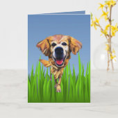 Leuk Golden Retriever Wenskaart Kaart (Gele Bloem)