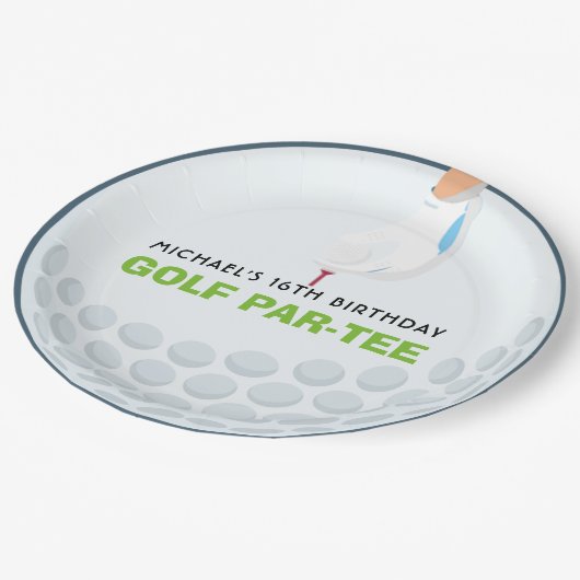 Leuk golf-thema verjaardagsfeestje papieren bordje (Gekanteld)