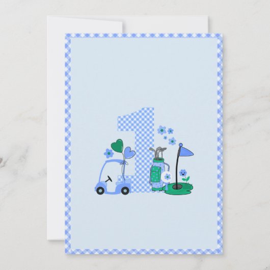 Leuk golfgat in één blauw 1e verjaardag Par-T-shir Kaart (Achterkant)