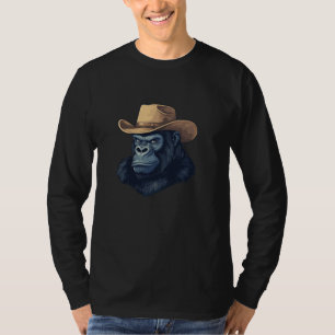 Leuk Gorilla Gezicht met Cowboy Pet voor Rodeo Mon T-shirt
