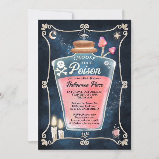 Leuk Gothic roze Poison Halloween Meisjes avond ui Kaart (Voorkant)