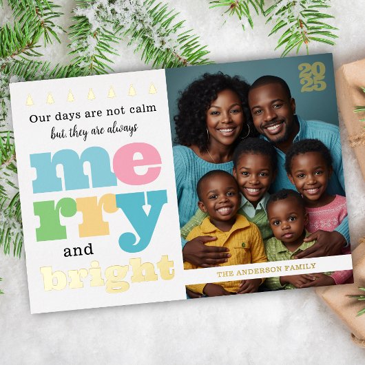 Leuk Goud Retro Plat Vrolijk en Helder Groot Gezin Folie Uitnodiging