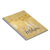 Leuk gouden ombre glitter druppels monogram notitieboek (Rechterzijde)