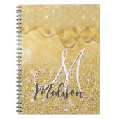 Leuk gouden ombre glitter druppels monogram notitieboek (Voorkant)