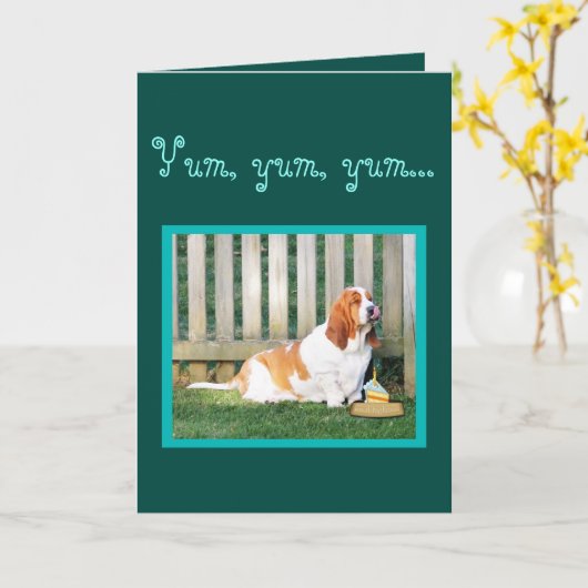 Leuk & Grappig Basset Hound op de Kaart w/Cake van (Gele Bloem)
