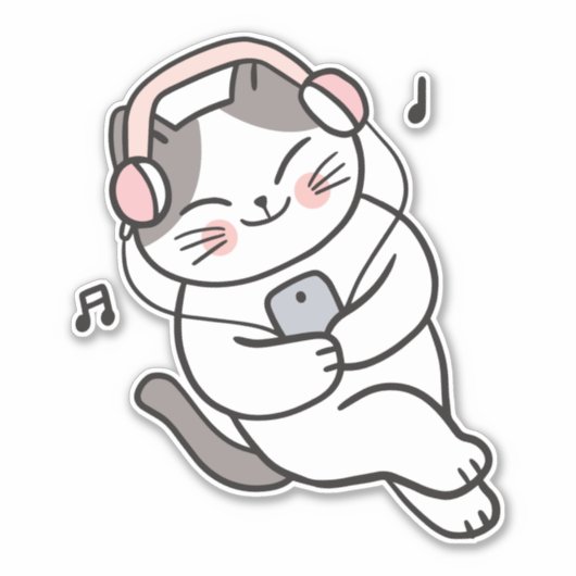 leuk, grappig luisteren naar liedje sticker (Voorkant)