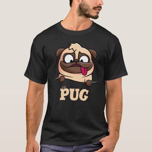 Leuk grappig pug T-shirt (Voorkant)