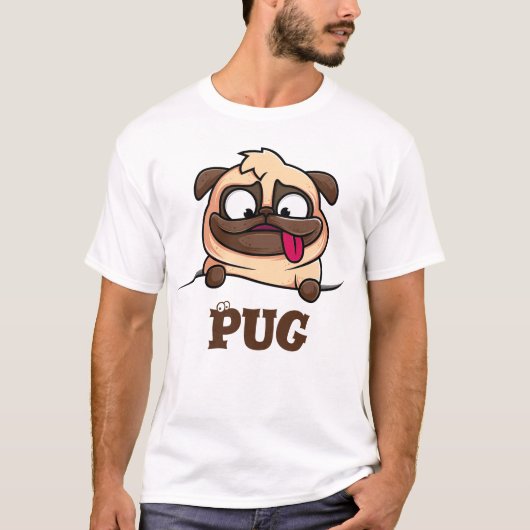 Leuk grappig pug T-shirt (Voorkant)