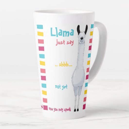 Leuk Grappig Schattige "Llama Just Say" Gestreept Latte Mok (Rechterhoek)