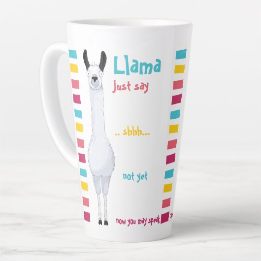 Leuk Grappig Schattige "Llama Just Say" Gestreept  Latte Mok (Linkerhoek)