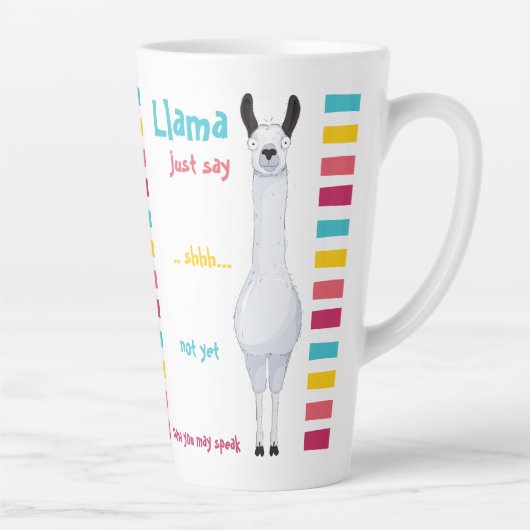 Leuk Grappig Schattige "Llama Just Say" Gestreept  Latte Mok (Rechts)