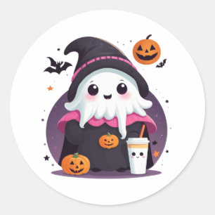 Leuk. Grappig spook chocolade Halloween Ronde Sticker