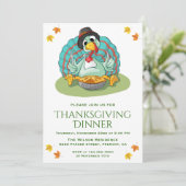 Leuk Grappig Turkije Thanksgiving Diner Party Invi Kaart (Staand voorkant)