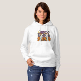 Leuk griezelige skeletskoeien met pompoenen T-shir Hoodie