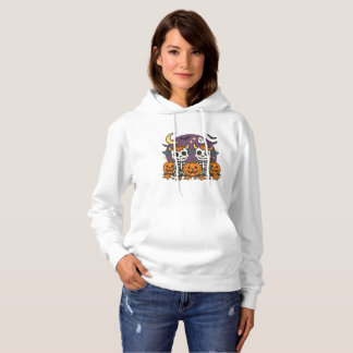 Leuk griezelige skeletskoeien met pompoenen T-shir Hoodie