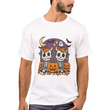 Leuk griezelige skeletskoeien met pompoenen T-shir