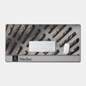Leuk Grijs Zwaar Metalen Gratblik Monogram Bureaumat (Keyboard & Muis)