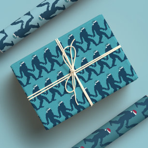 Leuk & grillig Bigfoot Santa Hat Blue Christmas Inpakpapier Vel