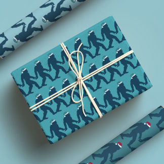 Leuk & grillig Bigfoot Santa Hat Blue Christmas Inpakpapier Vel