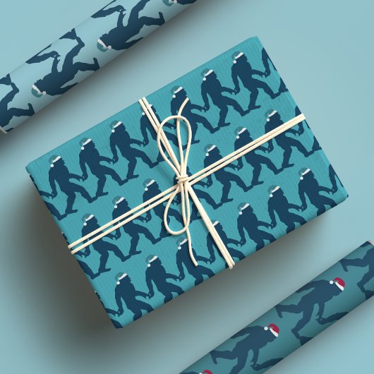 Leuk & grillig Bigfoot Santa Hat Blue Christmas Inpakpapier Vel