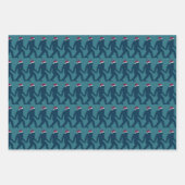 Leuk & grillig Bigfoot Santa in blauw, groen, rood Inpakpapier Vel (Voorkant 3)