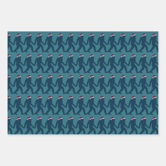 Leuk & grillig Bigfoot Santa in blauw, groen, rood Inpakpapier Vel (Voorkant 3)