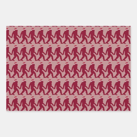 Leuk & grillig Bigfoot Santa in blauw, groen, rood Inpakpapier Vel (Voorkant)