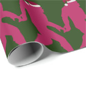 Leuk & grillig Bigfoot Santa in Groen & Hot Pink Cadeaupapier (Rol Hoek)