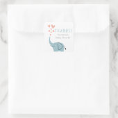 Leuk grillig blauw olifant Baby shower Vierkante Sticker (Tas)