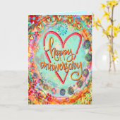 Leuk grillig bloemig gelukkig Jubileum Kaart (Gele Bloem)