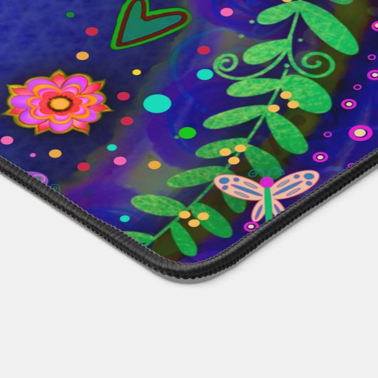 Leuk grillig kleurrijk bloemenhart gepersonaliseer bureaumat (Hoek)