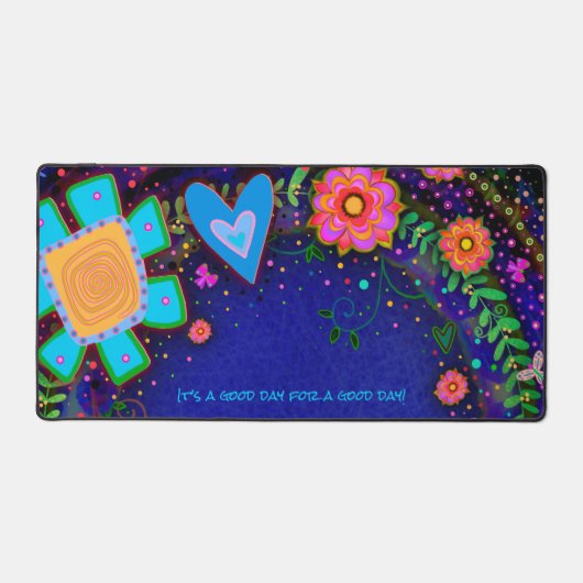 Leuk grillig kleurrijk bloemenhart gepersonaliseer bureaumat (Voorkant)