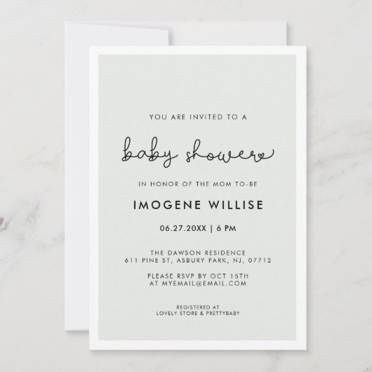 Leuk grillig typografie Baby shower Kaart (Voorkant)