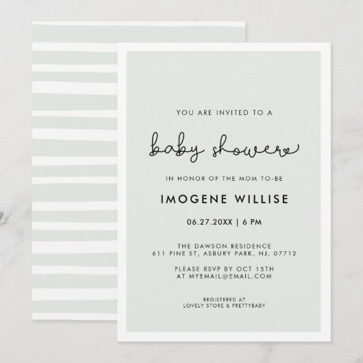 Leuk grillig typografie Baby shower Kaart (Voorkant / Achterkant)