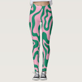 Leuk groen en roze abstract stijlvol zwart leggings (Voorkant)