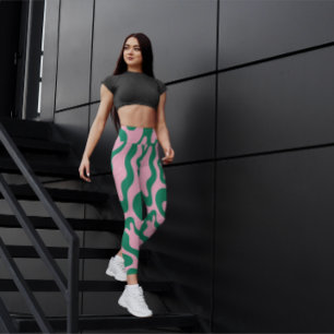 Leuk groen en roze abstract stijlvol zwart leggings