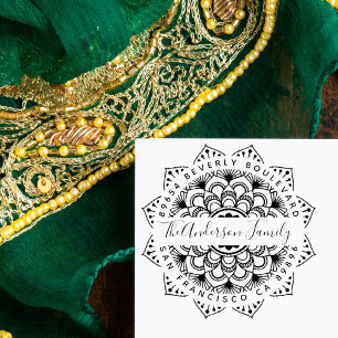 Leuk groen mandala familienaam retouradres  zelfinktende stempel