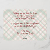 Leuk groen rood geplakt Waterverf patroon en goud Folie Feestdagenkaart (Achterkant)